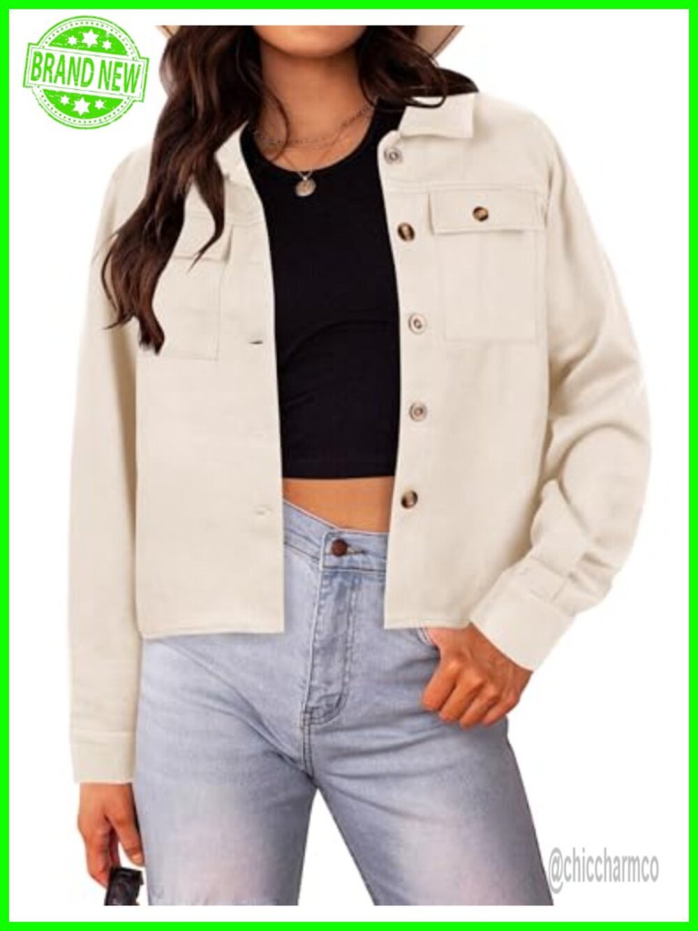 HOTOUCH Women's Cropped Plaid Shacket Button Down Flannel Shirt Jacket